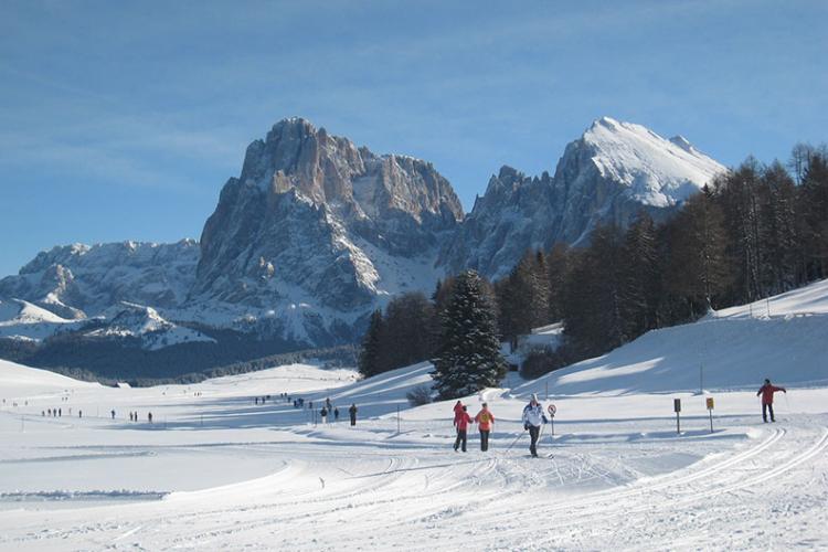 cross-country skiing at the Seiser Alm